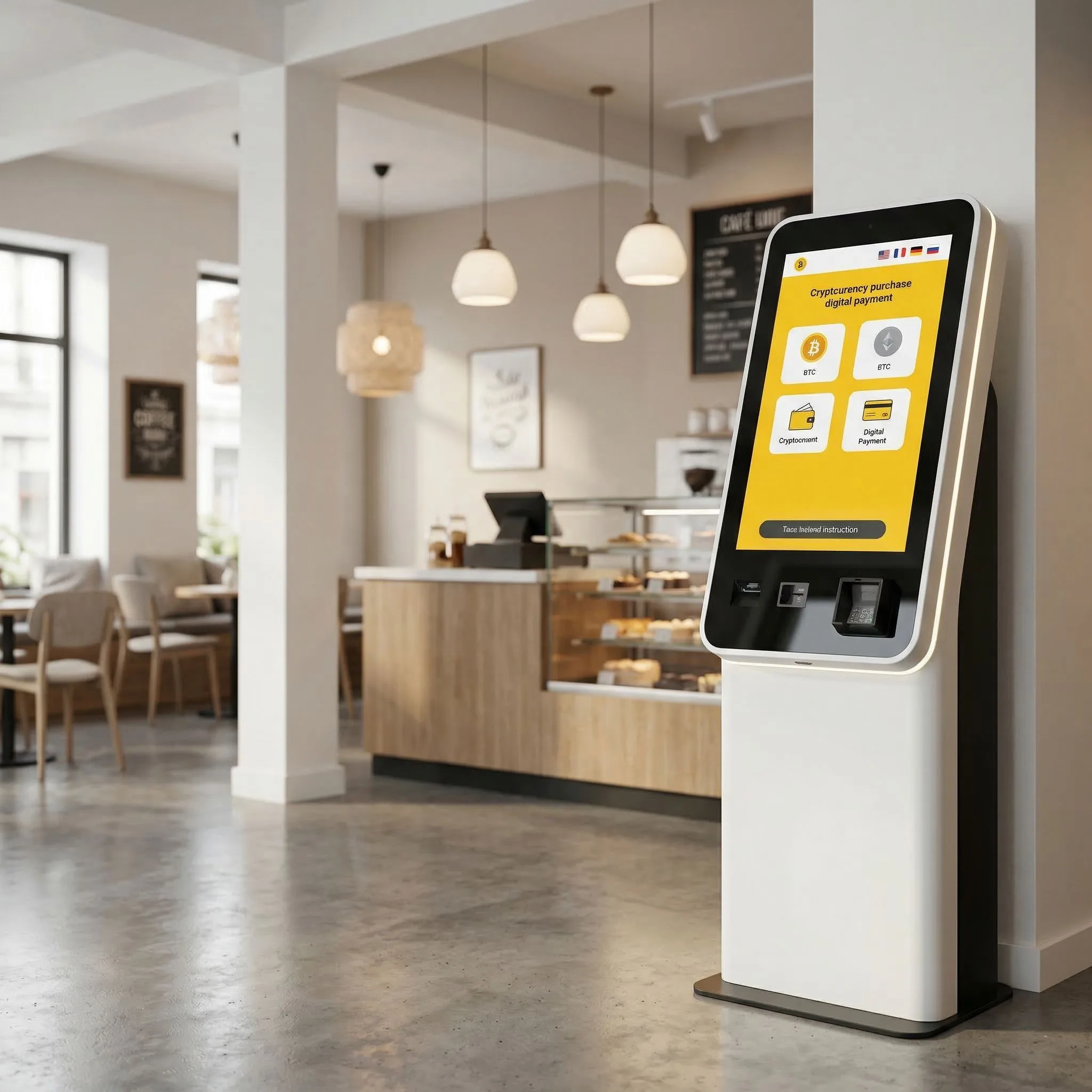 Self-service kiosk display in a retail setting